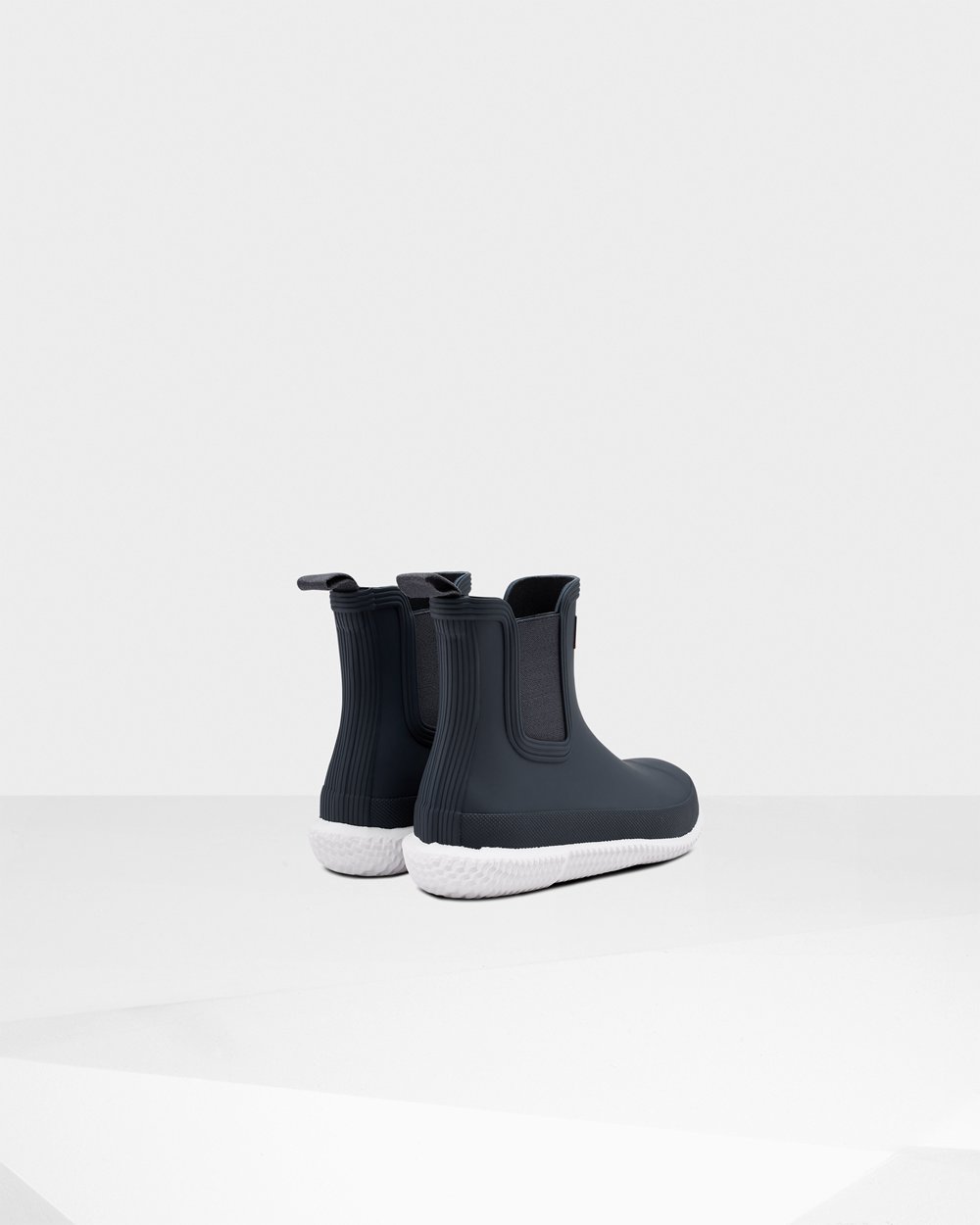 Botas Chelsea Hunter Feminina Azul Marinho/Branco - Original Flat Heel Calendar Sole - 81IEJDRFC